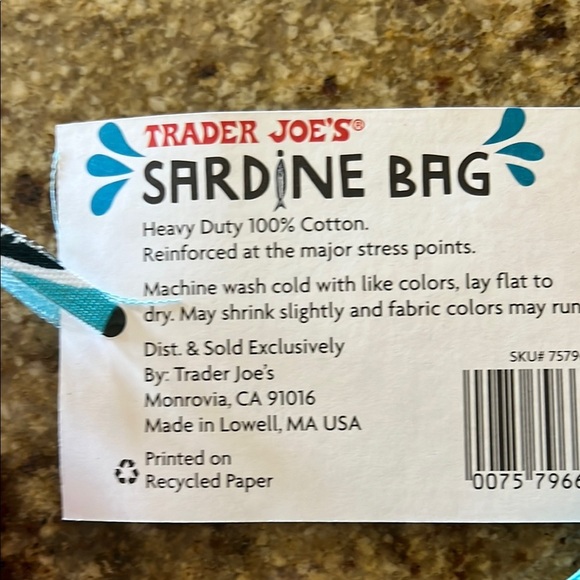 🧀🐟Trader Joe’s 2 PACK Reusable Eco Cotton Shopping Grocery Tote Bags🧀🐟 - Picture 5 of 15